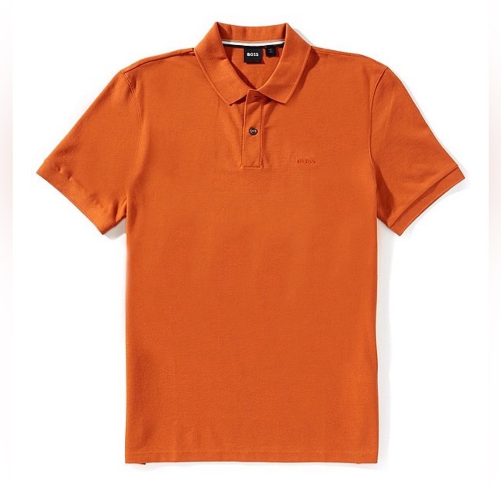 BOSS Hugo Boss Polo Size Large Burnt Orange 100% Cotton NWT $129 Luxury Designer